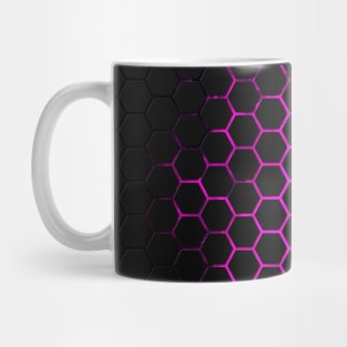 Black hot pink honeycomb geometry pattern Mug